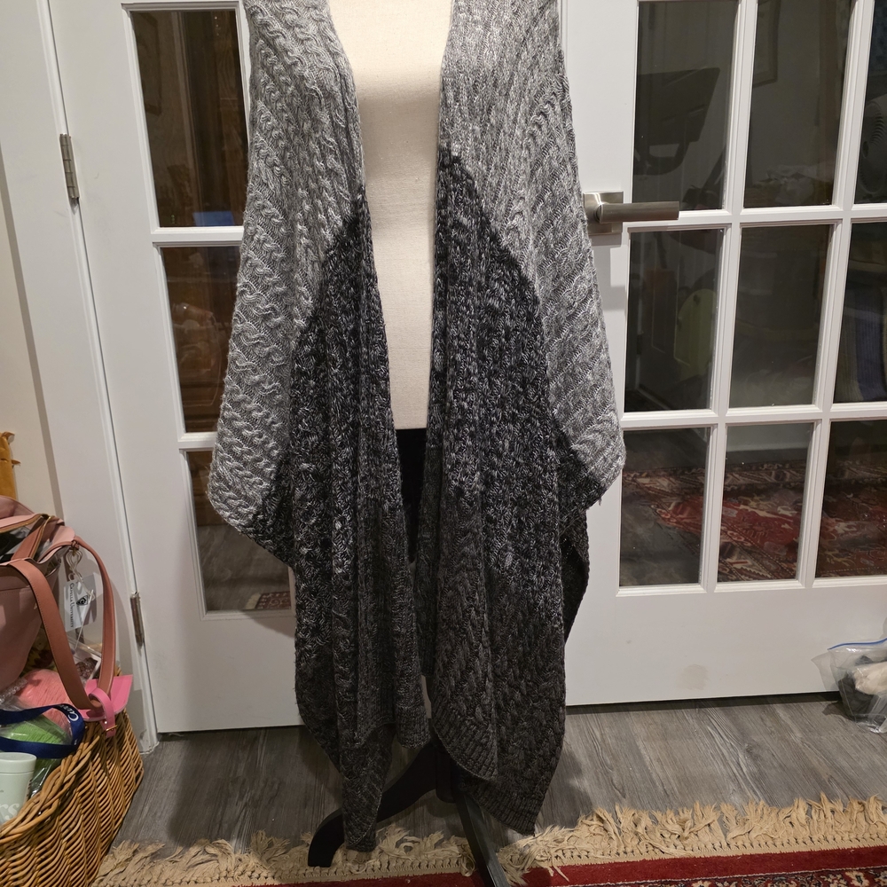 Gray and Black Knit Shawl